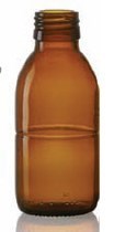 Afbeelding van 125 ml siroopfles, amber, type 3 geblazen glas